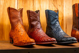 Traditional american leather ostrich boots west culture