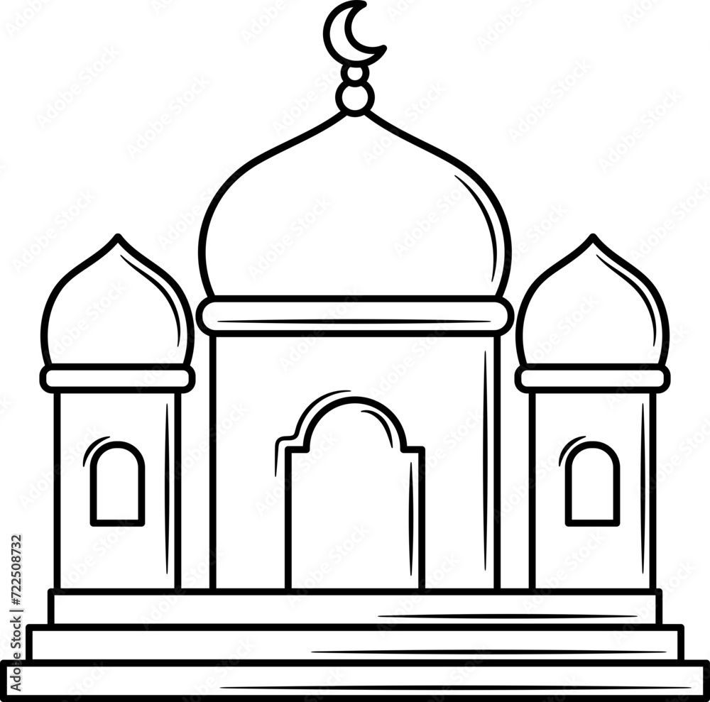 Mosque Doodle line Art Mosque Doodle line Art