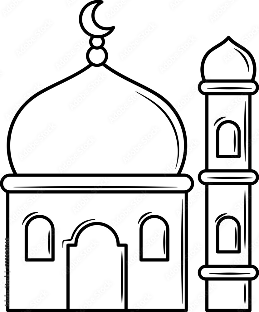 Mosque Doodle line Art