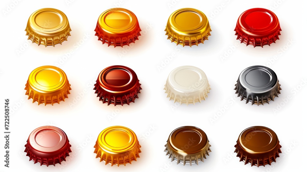 Drink caps set. Drink bottles caps collection decent vector realistic templates Drink caps set. Drink bottles caps collection decent vector realistic templates