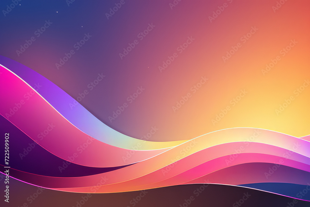 Fototapeta premium Rainbow gradient background with waves of different shapes with space for text