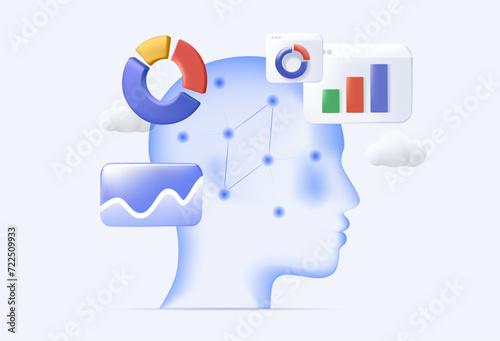 LLM concept. Visualizing the intricate network of large language model capabilities. Enhances data analysis and decision-making. Flat vector illustration