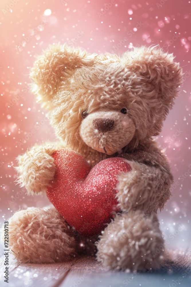 A Teddy Bear Hugging a Heart A Teddy Bear Hugging a Heart