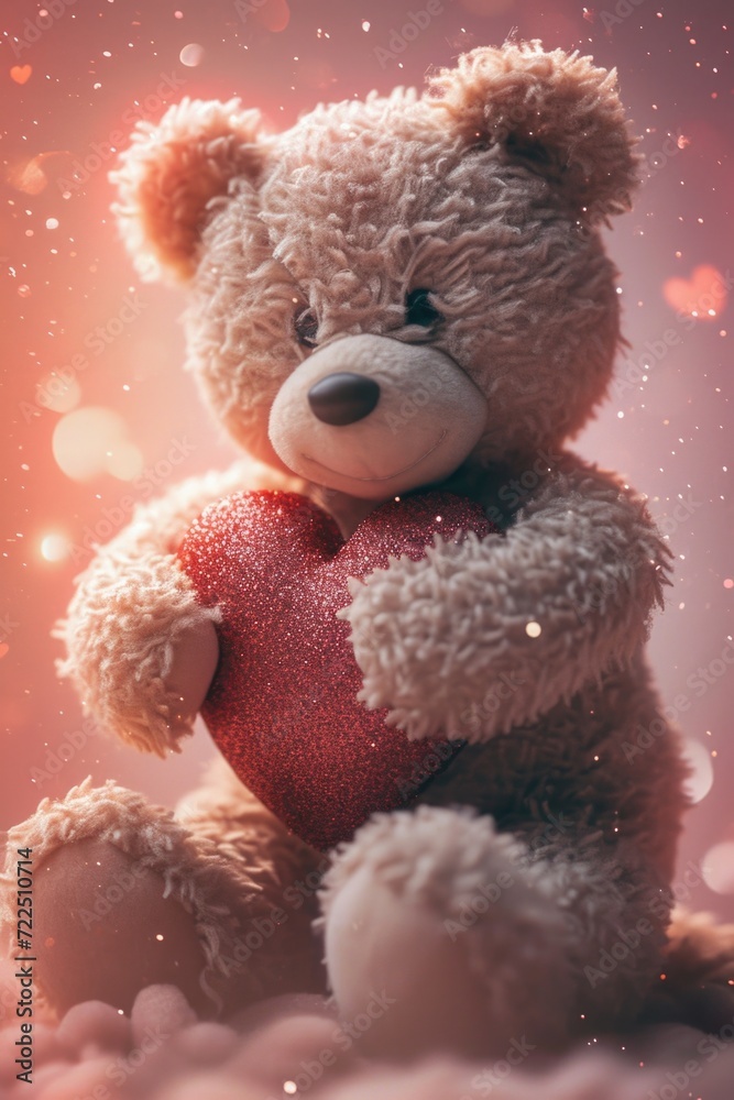 A Teddy Bear Hugging a Heart A Teddy Bear Hugging a Heart
