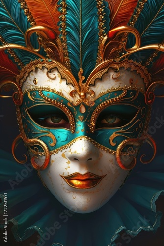 Vibrant Carnival Mask in Detailed Close-Up