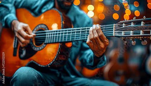 Musician plays guitar, people concept, May, generative ai