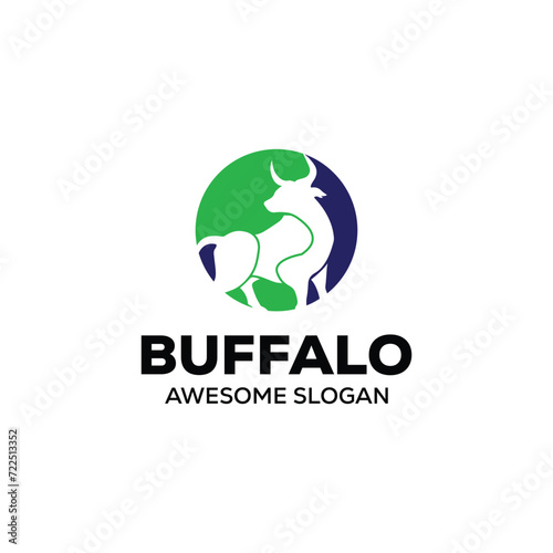 vector buffalo simple mascot logo design vector illustration