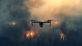 Drohne über einem Wald in Flammen (KI-/AI-generiert)
