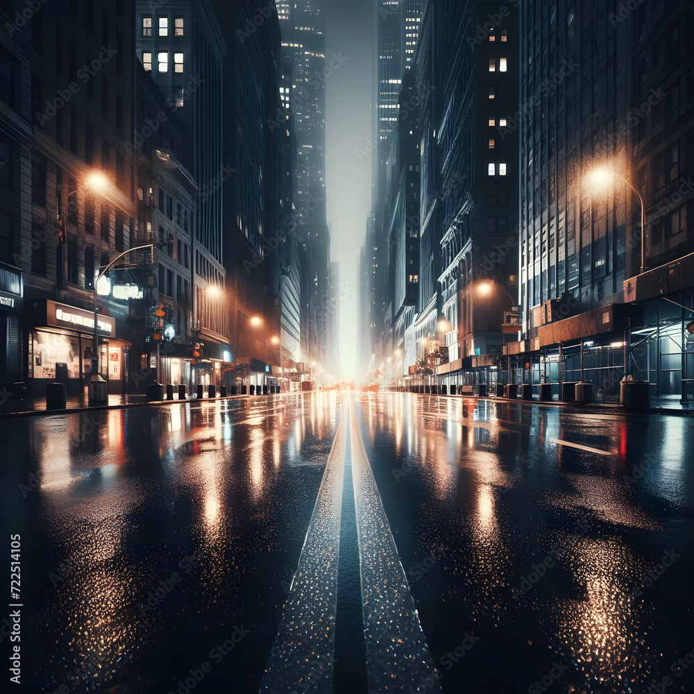 City lights and urban nightlife concept.