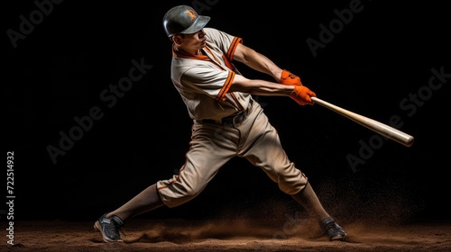 Baseball player hitting ball hard