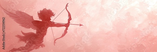 Cupid's Silhouette with Bow and Arrow photo