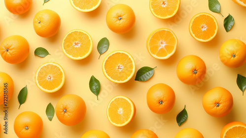 Top view creative flat lay orange slice background graphic banner