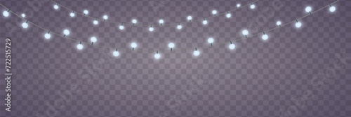 Christmas lights on a transparent background. Glowing garland.