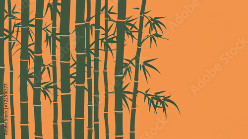  an orange and green background with a bamboo tree in the foreground and the words bamboo on the right side of the image.