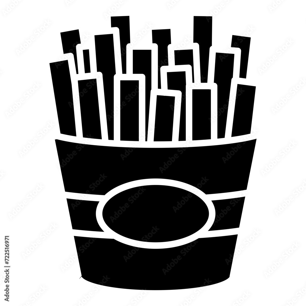 French fries, fries glyph solid icon