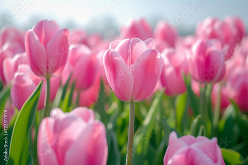 Spring tulips of the same color. Background with selective focus and copy space © top images