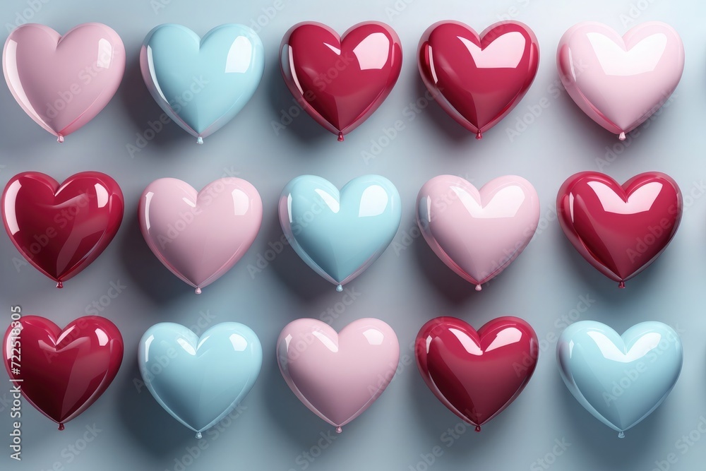 closeup of shiny hearts chocolates for valentine's day