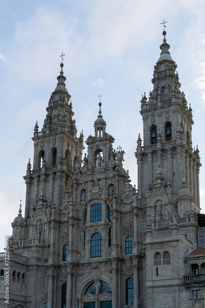 Facade of the cathedral of Santiago de Compostela. Galicia - Spain