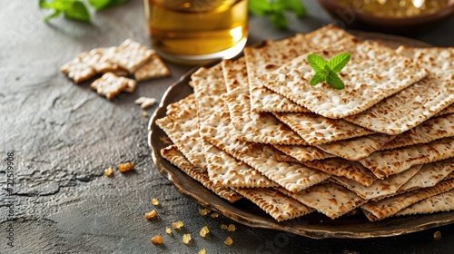 Happy passover, jewish pesach torah: a joyous celebration of tradition and community, marked by festive banners, embracing the historical and religious significance of exodus and freedom. photo