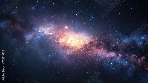  a space filled with lots of stars and a bright yellow light in the middle of the center of the picture.