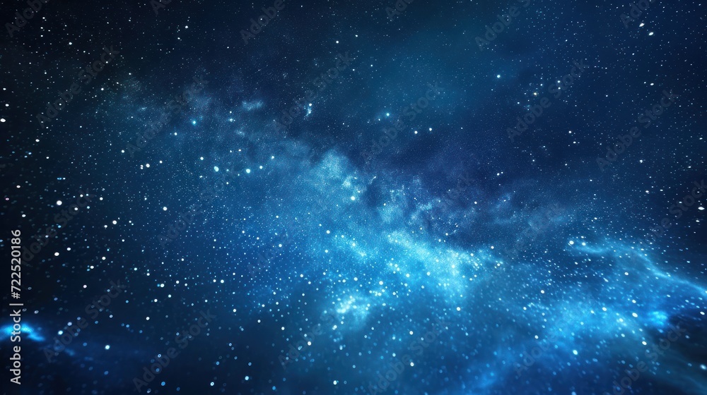  a space filled with lots of stars and a sky filled with lots of bright blue and white stars on a dark blue background.