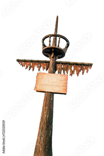 Pirate Spar main mast crow's nest lookout sail torn weathered