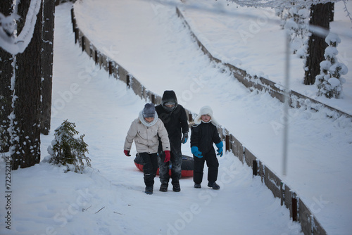 Ascending the Winter Wonderland, A Spirited Ensemble Braving the Snowy Summit photo