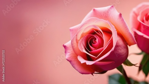 Pink roses on a pink background.Valentine s day.Mother s day.Women s day