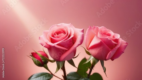 Pink roses on a pink background.Valentine s day.Mother s day.Women s day