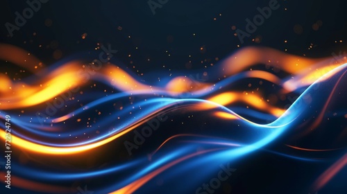 An explosion of color and energy  this abstract fractal art depicts a mesmerizing interplay of blue and orange waves  evoking feelings of vibrancy and dynamism with its fiery flame-like patterns and 