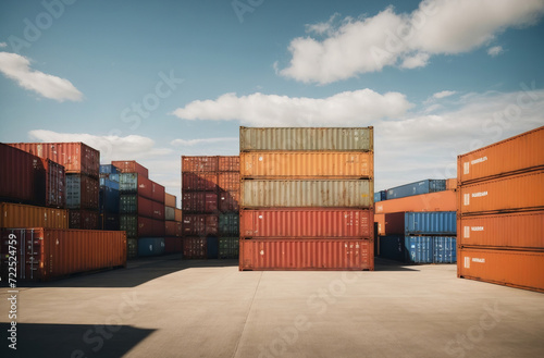 Cargo containers in clear sunny weather