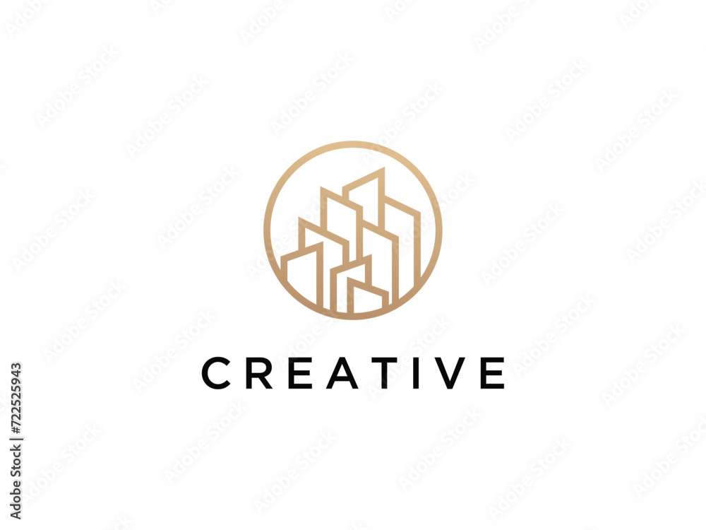 Fototapeta premium Inspiration for architectural building logo designs, building logos made with minimalist lines and circles