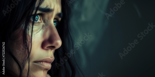 Sad depressed desperate grieving crying woman with tears eyes during trouble, life difficulties, depression and mental emotional problems	
 photo
