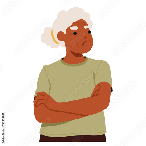Disgruntled Elderly Woman Character, Offended By A Perceived Slight, Wears A Disapproving Expression