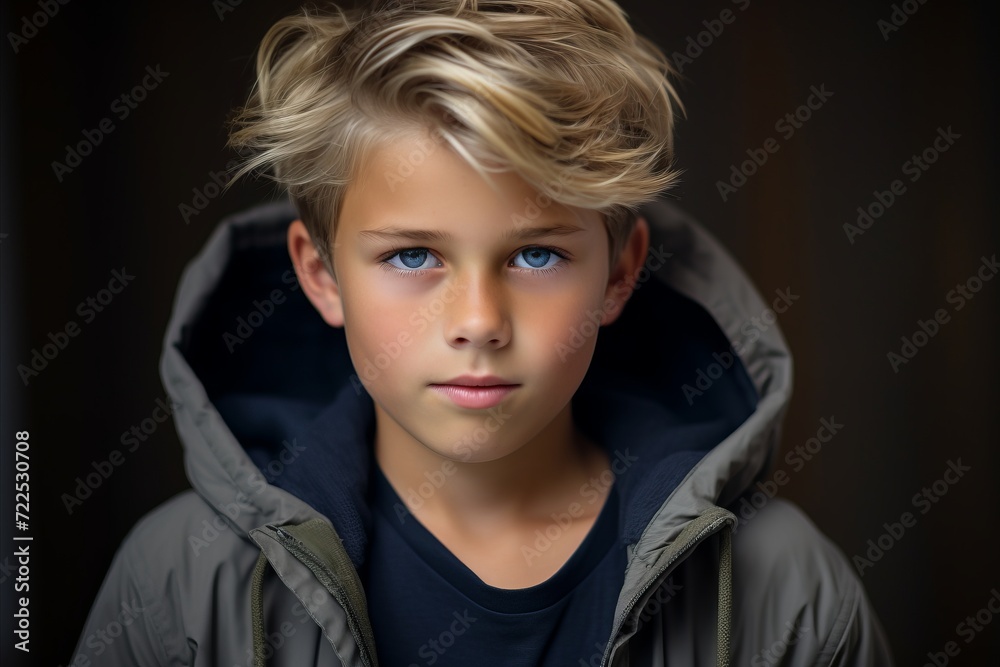 Portrait of a cute young boy with blond hair and blue eyes. Portrait of a cute young boy with blond hair and blue eyes.