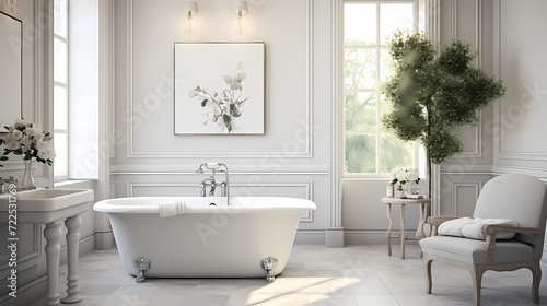 Bright and airy bathroom with freshly painted walls  creating a clean and rejuvenating atmosphere