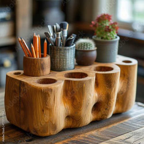 Tree-Trunk Desk Organizer for an Environmental Project