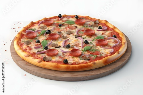 Tasty pipperoni pizza. Italian pizza, fast food isolated on white background.