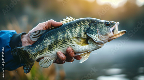 Bass Fish In The Hand Of A Fisherman.