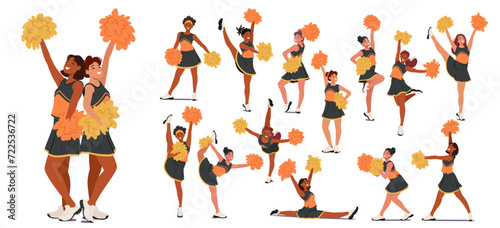 Cheerleader Girls Energize Crowds With Dynamic, Synchronized Movements, And Spirited Chants. Vibrant Performance