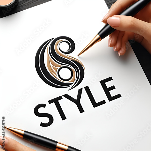 A logo with stylized and modern curves