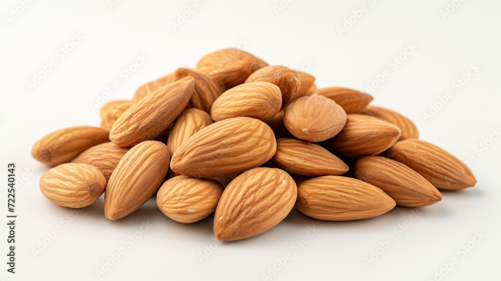 Fresh Raw Almonds Isolated on White Background Fresh Raw Almonds Isolated on White Background