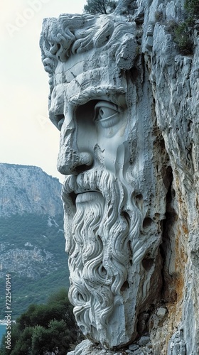 greek god engraved into mountain wall  © Barbara Taylor