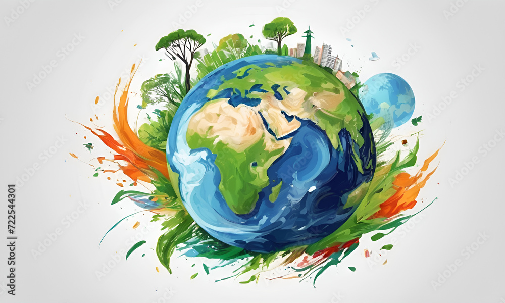 Earth day concept on white background, World environment day Earth day concept on white background, World environment day