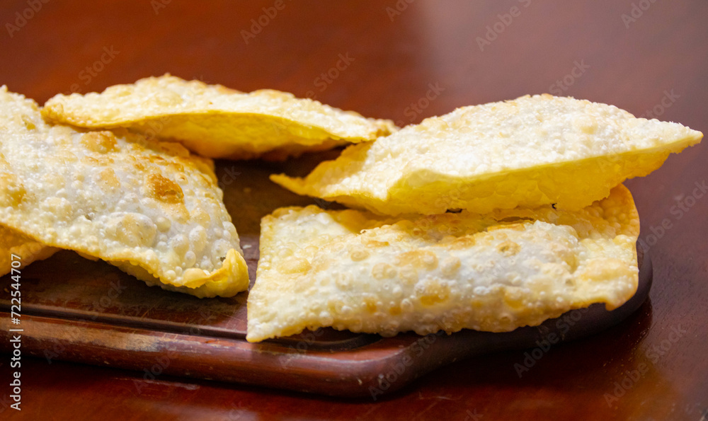 The most traditional Brazilian fair pastry stuffed with ground meat The most traditional Brazilian fair pastry stuffed with ground meat