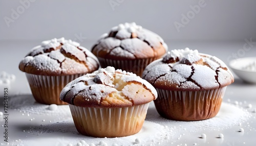 Muffins with a sprinkle of powdered sugar