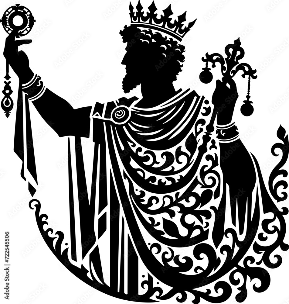 Regal King with Scepter and Orb Silhouette Vector, A majestic vector ...