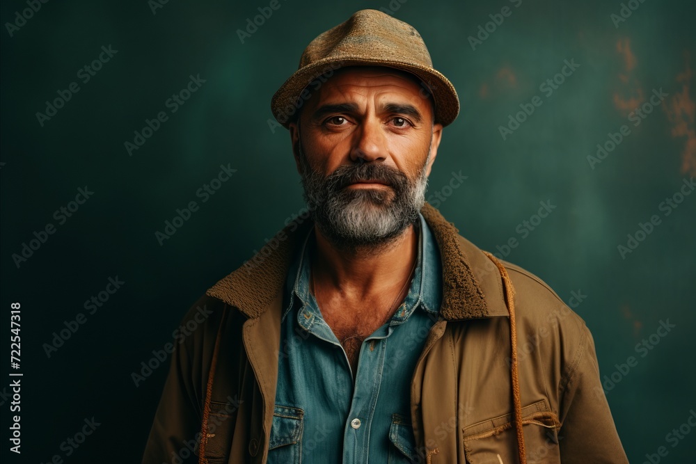 Portrait of a stylish old man with a beard in a hat. Portrait of a stylish old man with a beard in a hat.
