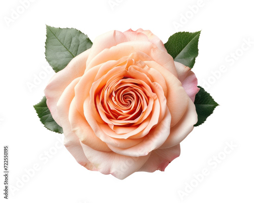 Top view of rose flower isolated on transparent background