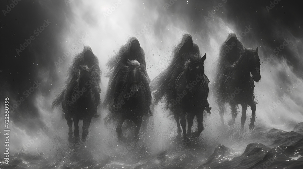 The four horsemen of the apocalypse - Armageddon - end of world - revelations - prophecy. - prepping - obrazy, fototapety, plakaty 
